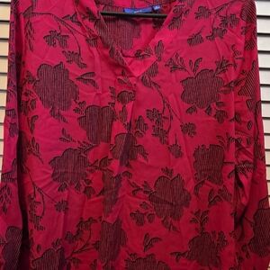 Red Floral Blouse